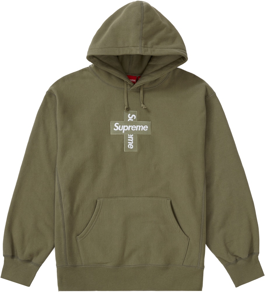 Supreme Cross Box Logo Hooded Sweatshirt Light Olive - FW20
