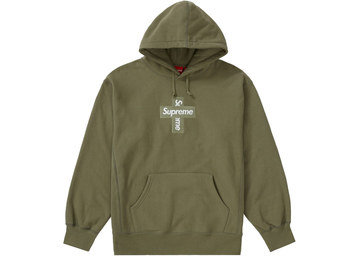 Supreme Cross Box Logo Hooded Sweatshirt Light Olive - FW20