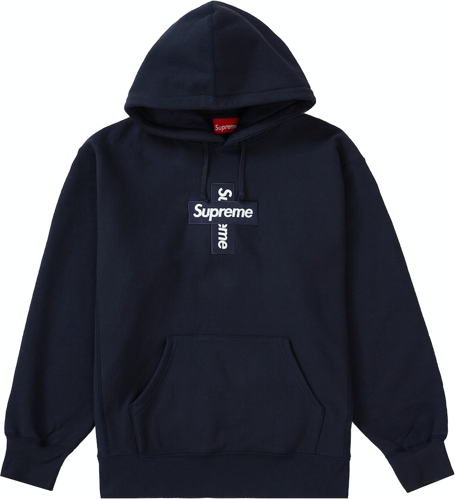 Supreme Cross Box Logo Hooded Sweatshirt Navy - FW20