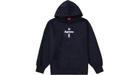 Supreme Cross Box Logo Hooded Sweatshirt Navy