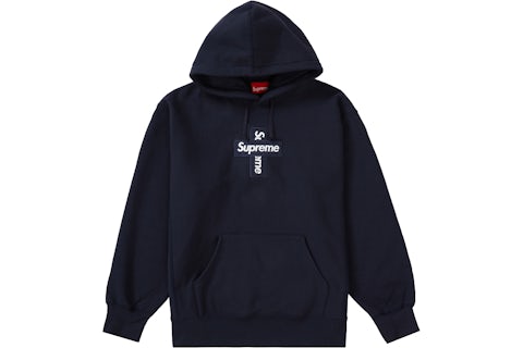 Supreme Sudadera con capucha Cross Box Logo Azul marino Hombre