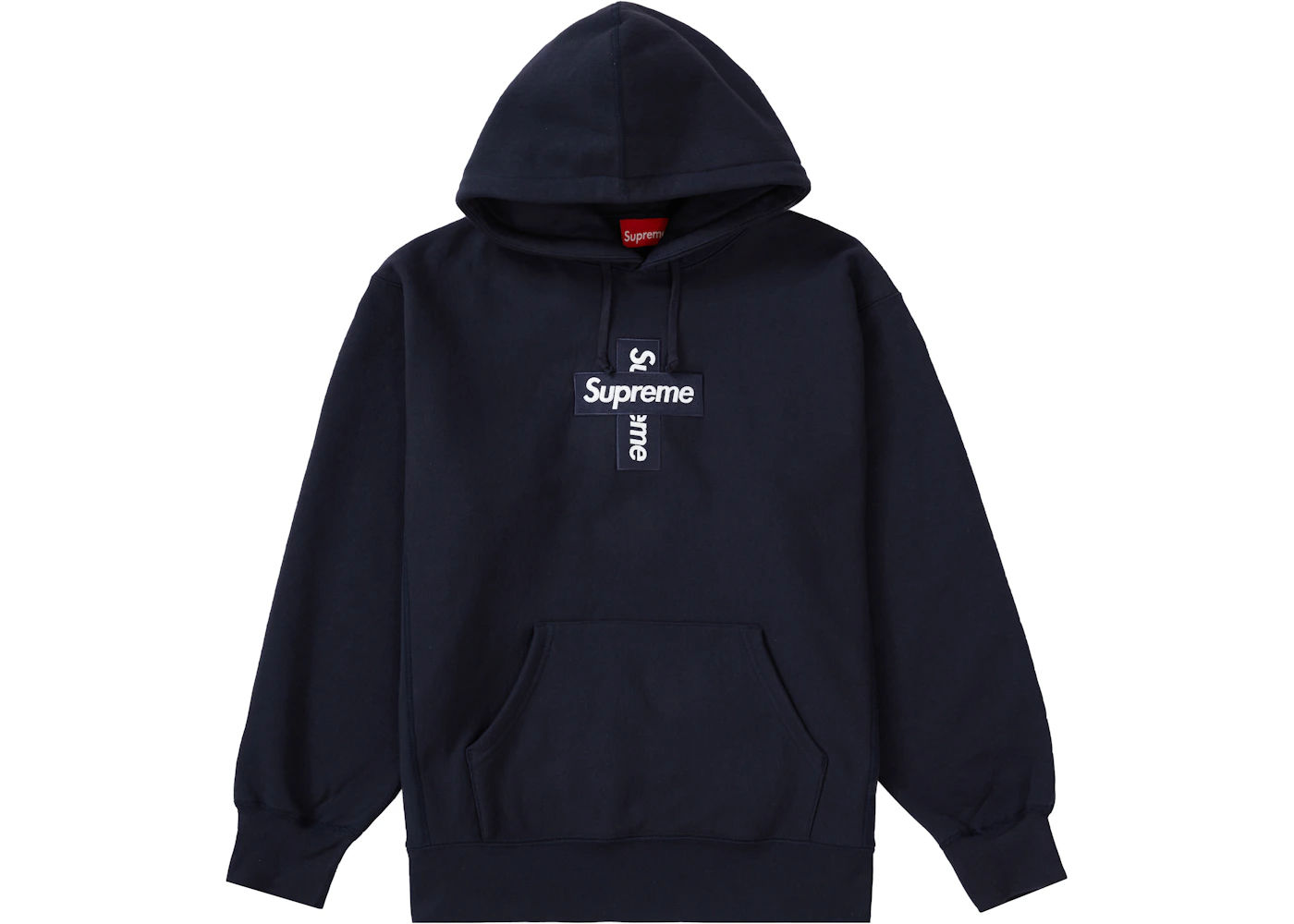 Supreme Cross Box Logo Hooded Sweatshirt Navy Men's FW20 US