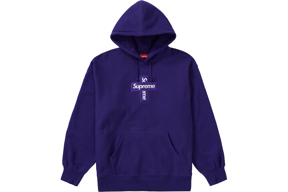 Supreme Cross Box Logo Hooded Sweatshirt Purple