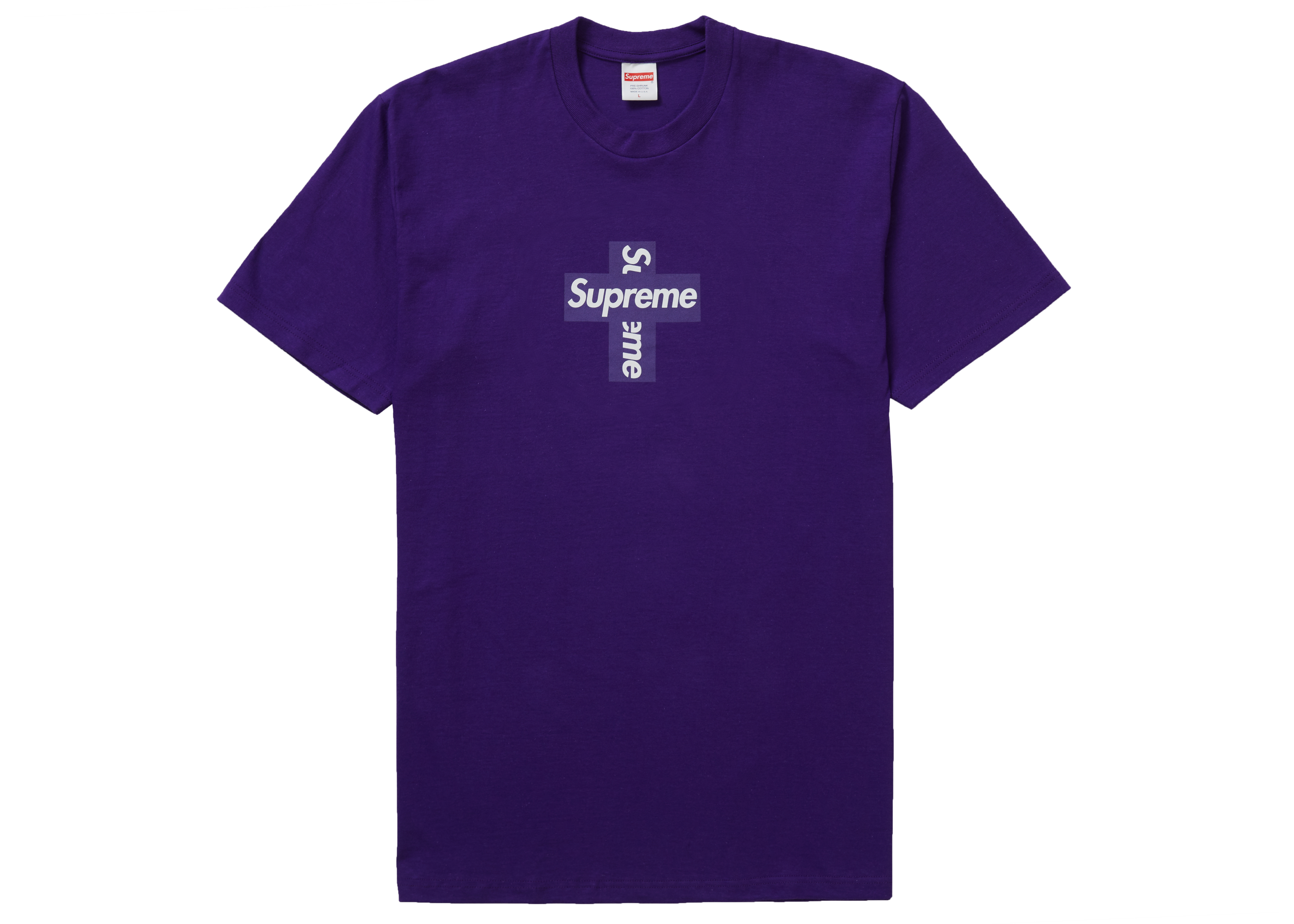 supreme cross box logo Tee purple STシャツ/カットソー(半袖/袖なし ...