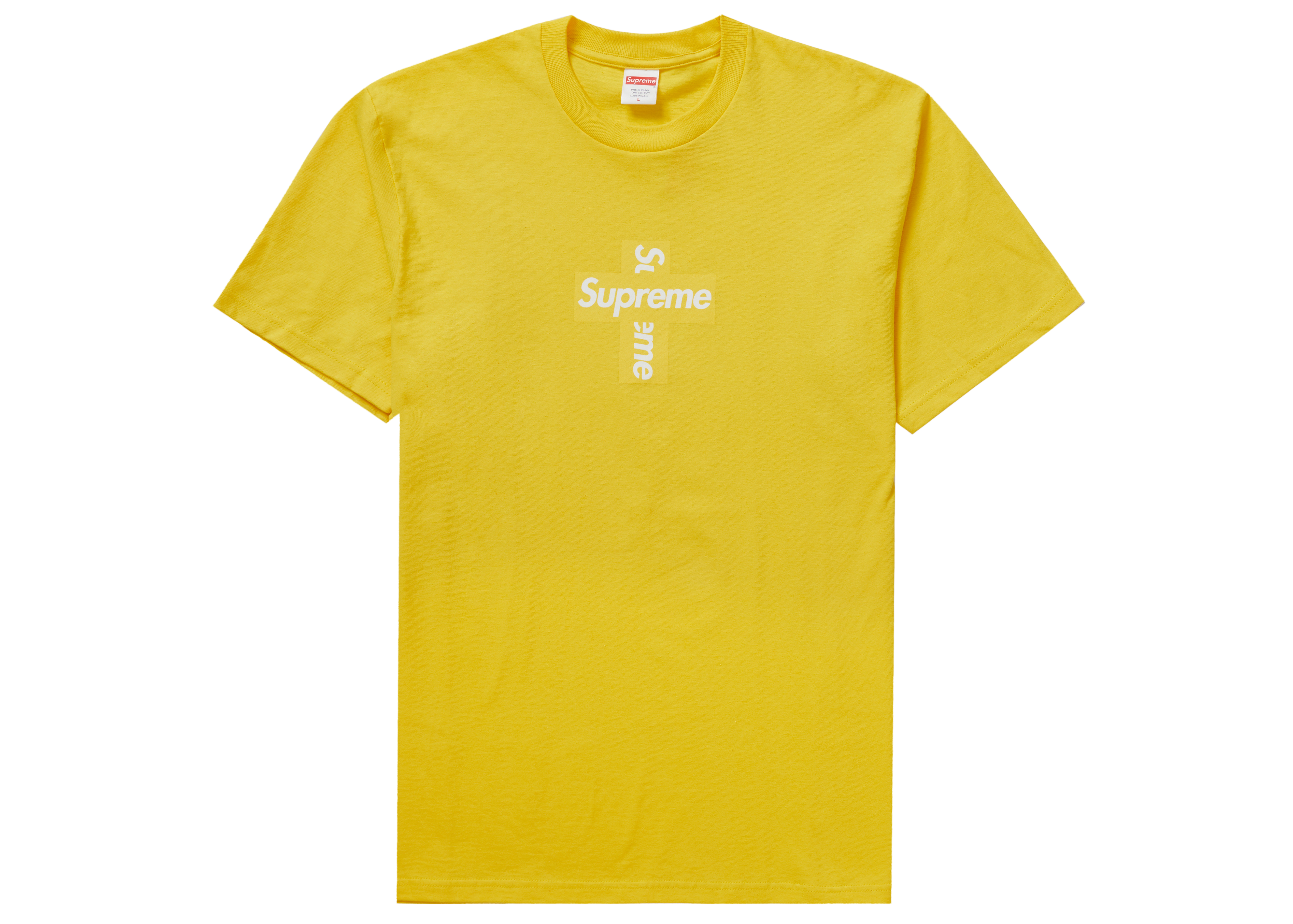 Supreme Cross Box Logo Tee Yellow Men's - FW20 - US