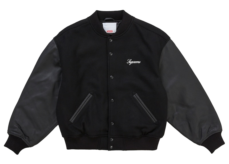 Supreme Cross Varsity Jacket Black Men's - SS26 - US