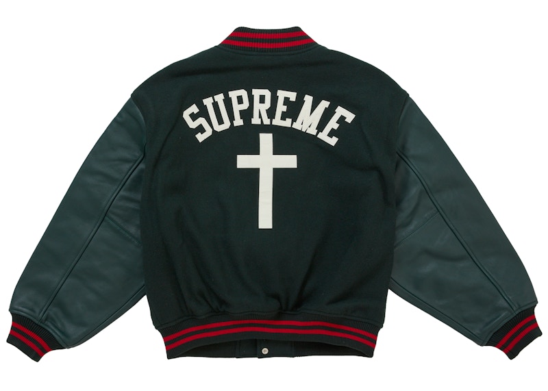 Supreme Cross Varsity Jacket Dark Green