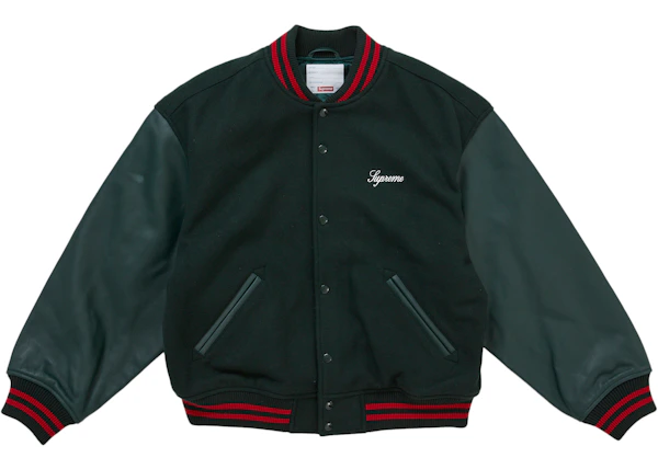 Supreme Cross Varsity Jacket Dark Green