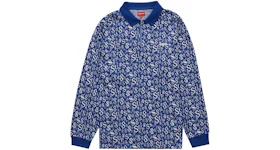 Supreme Currency Jacquard Zip L/S Polo Blue