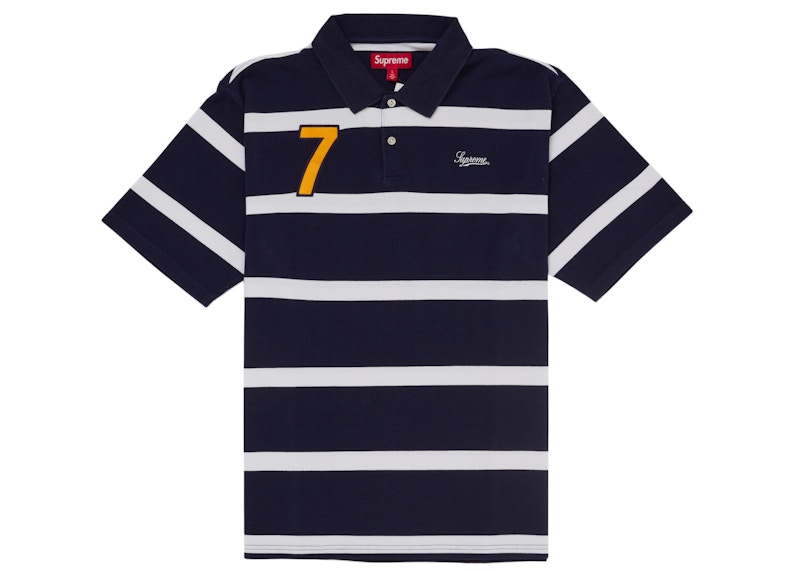 Supreme Cursive Polo Navy Stripe Men's - SS25 - US