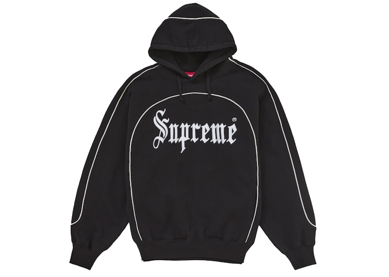 Pre-owned Supreme Men's Curve Piping Hooded Sweatshirt In Black