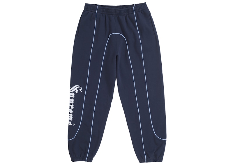 Pre-owned Supreme Men's  Curve Piping Sweatpant In Navy Blue