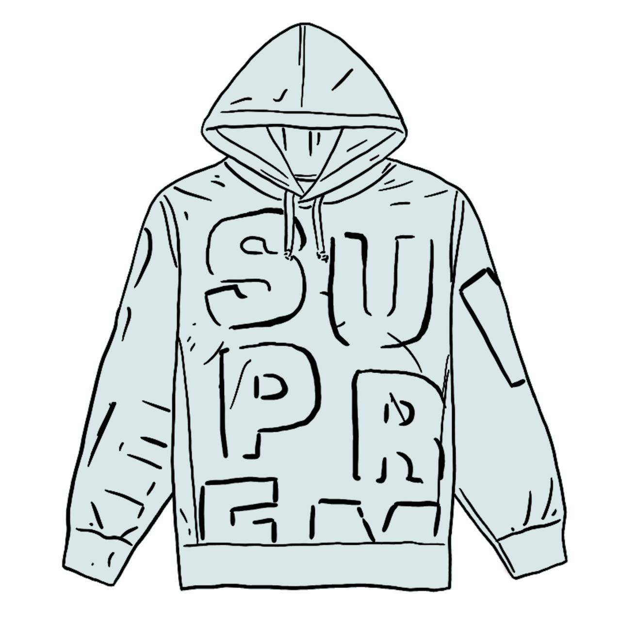 Supreme Cutout Letters Hooded Sweatshirt Ice Blue
