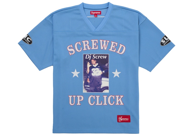 Supreme DJ Screw Football Jersey Blue Men's - SS26 - US
