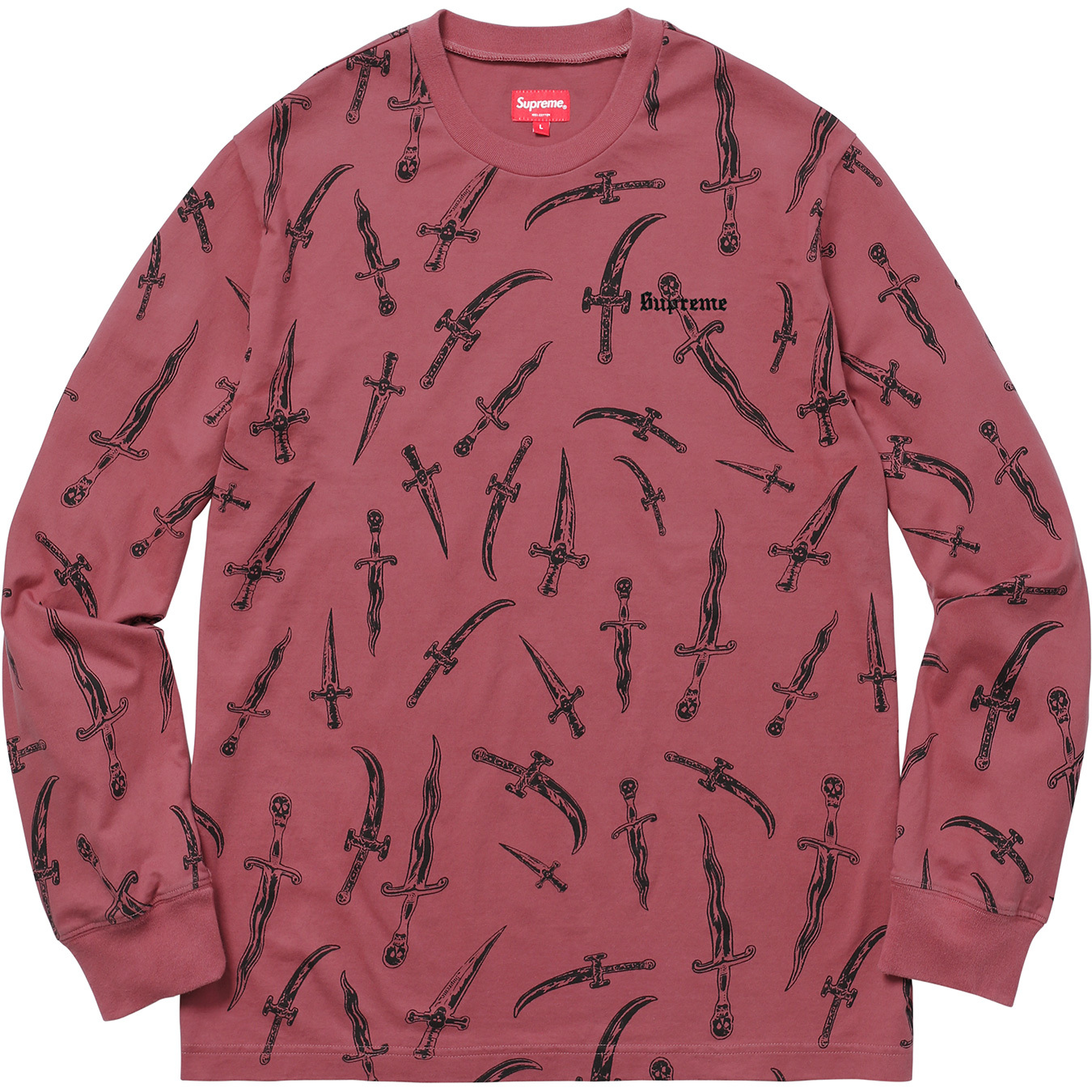 Supreme Daggers L/S Top Dark Pink Men's - FW17 - US