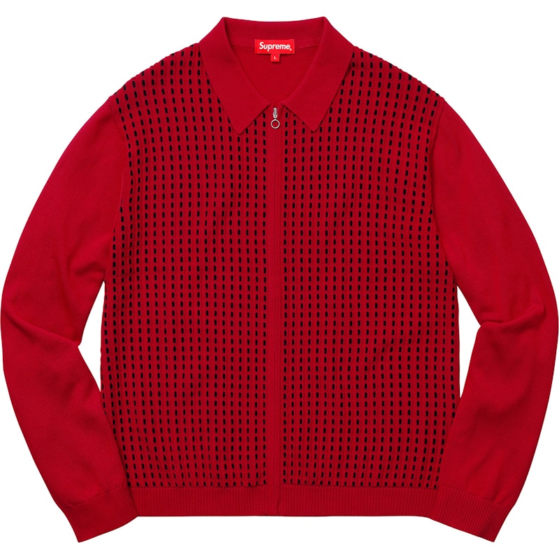 Supreme Dashes Zip Up Knit Polo Red - SS18 Men's - US