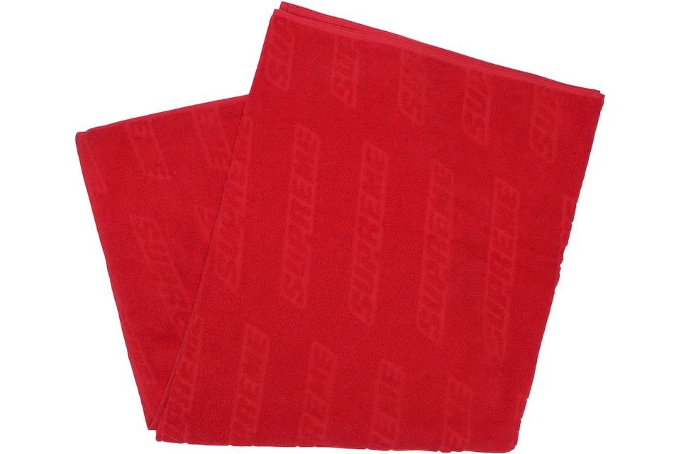 Supreme Debossed Logo Beach Towel Red