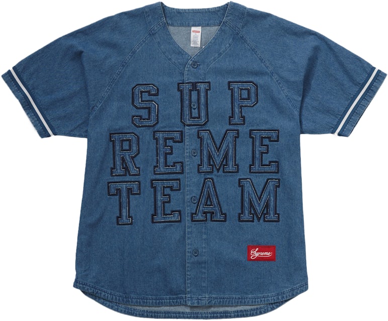 Supreme Louis Vuitton x Supreme Red Denim Baseball Shirt