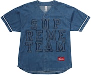 Supreme 2022 Denim Baseball Jersey Shirt - Black Casual Shirts