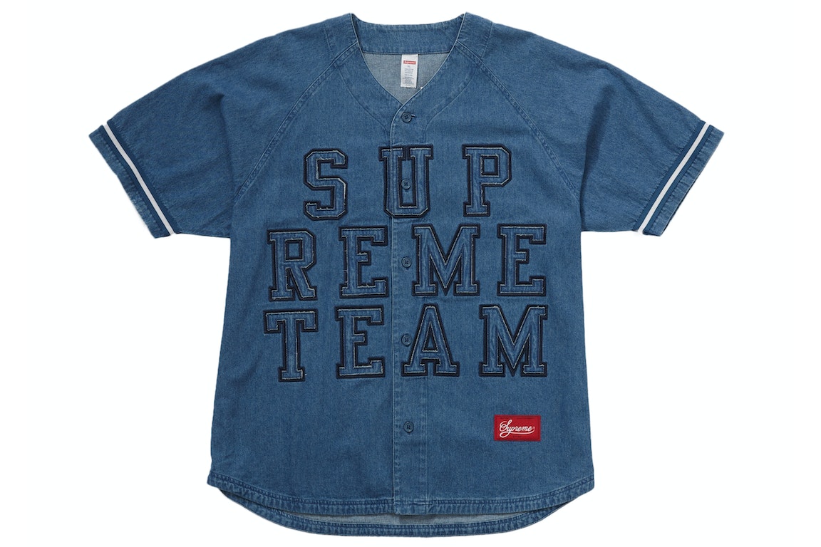 Pre-owned Supreme Denim Baseball Jersey Blue