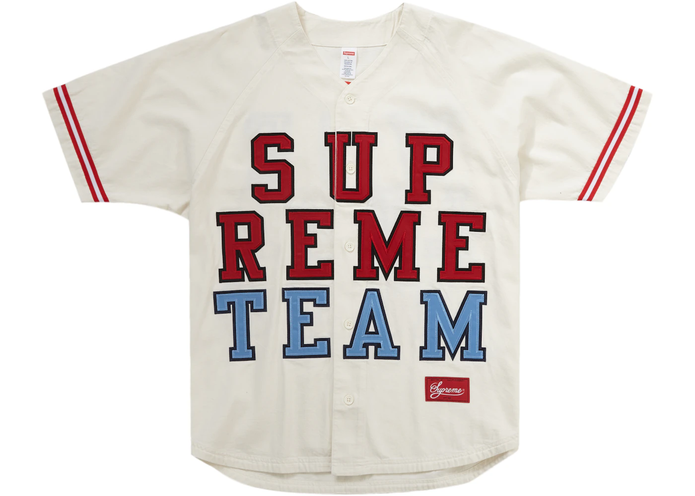 Supreme x Louis Vuitton All Over Monogram Denim Baseball Jersey Red Sz  Medium