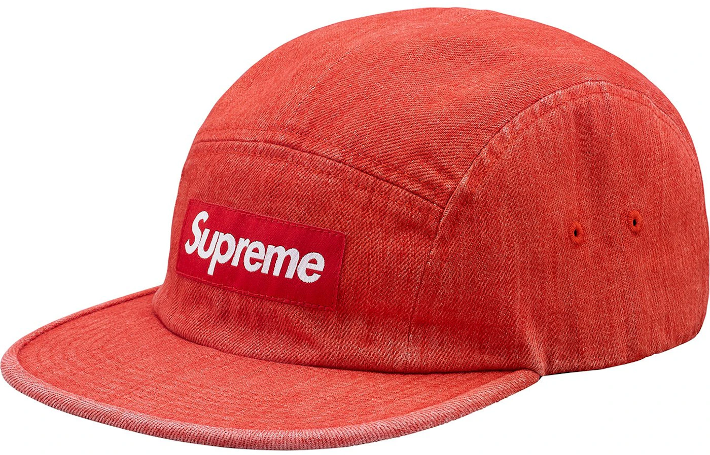Pre-owned Supreme Top Logo Denim Camp Cap Red