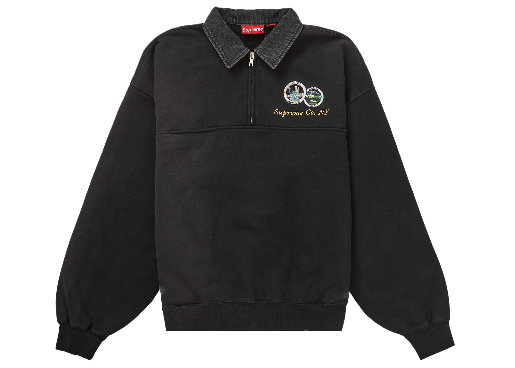 Supreme Denim Collar Half Zip Sweatshirt Black Men's - SS23 - US