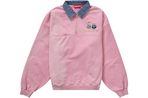 Supreme Denim Collar Half Zip Sweatshirt Pink Men's SS23 US