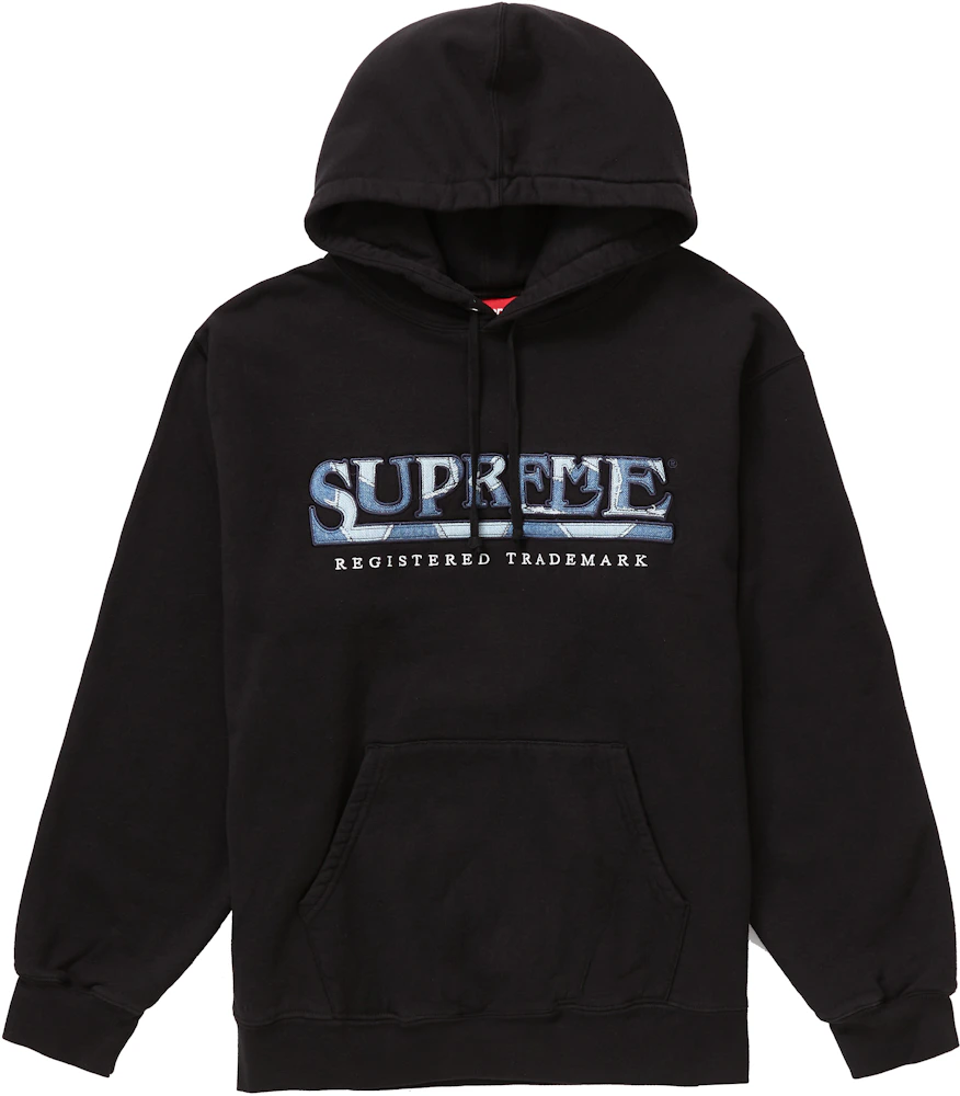 Supreme Denim Logo Hooded Sweatshirt Black Men's - SS21 - US