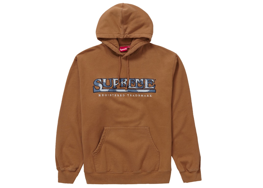 Pre-owned Supreme Denim Logo Hooded Sweatshirt Brown