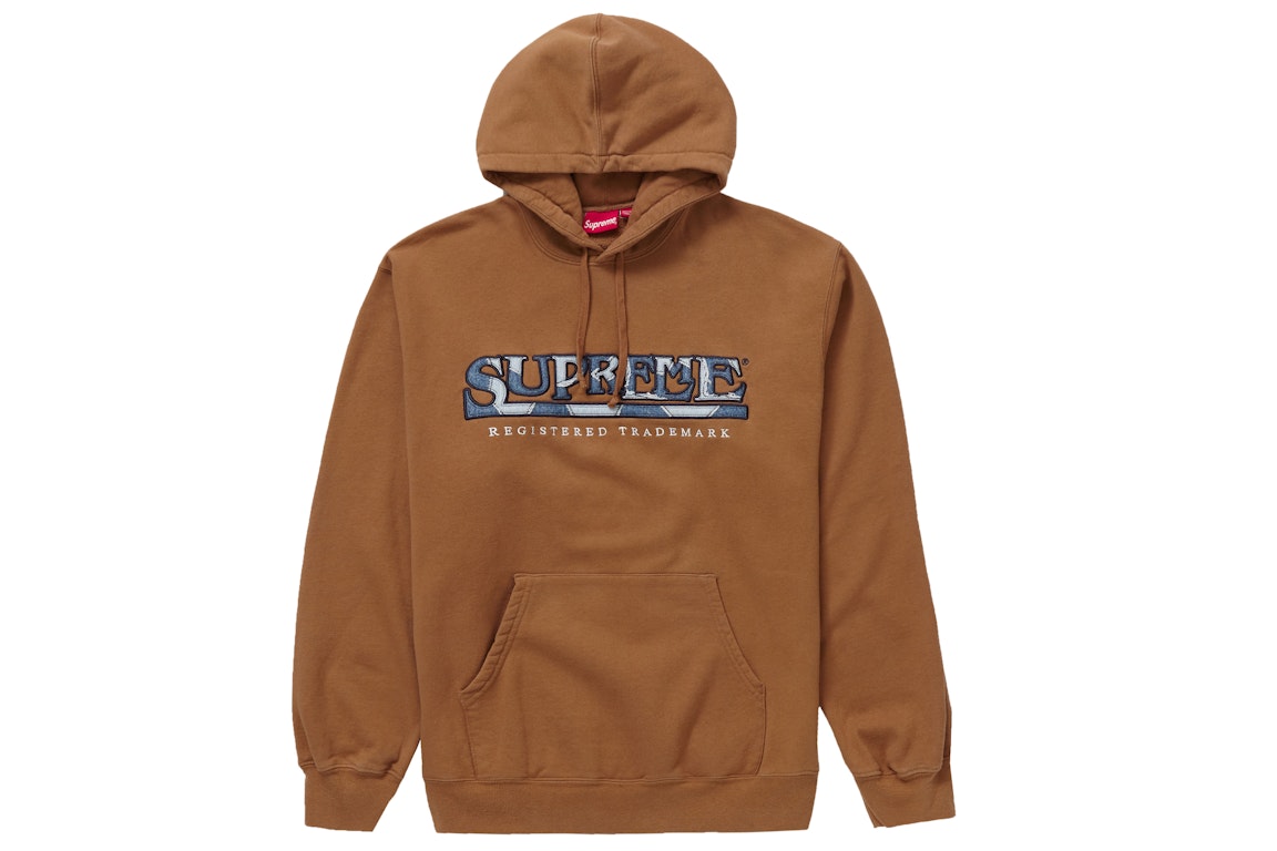 Pre-owned Supreme Denim Logo Hooded Sweatshirt Brown