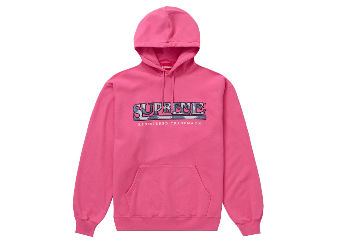 Pre-owned Supreme Denim Logo Hooded Sweatshirt Magenta