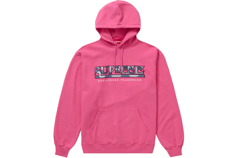 Supreme Denim Logo Hooded Sweatshirt Magenta