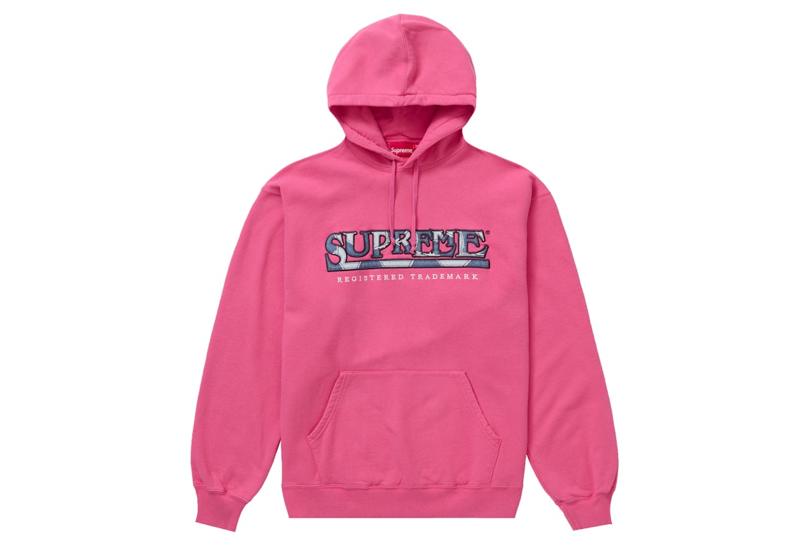 Pre-owned Supreme Denim Logo Hooded Sweatshirt Magenta