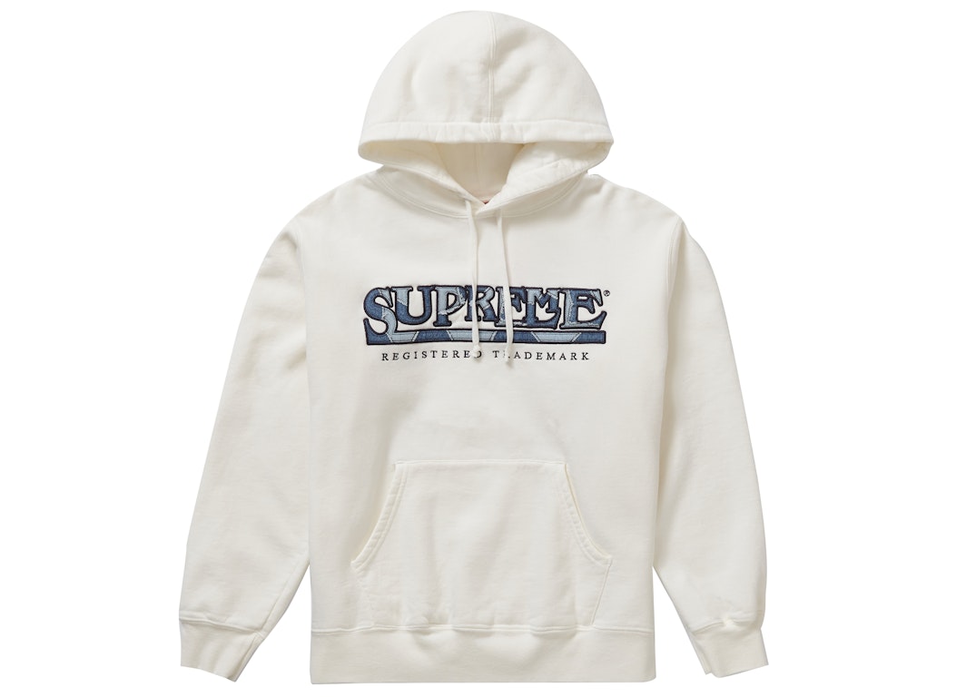 Pre-owned Supreme Denim Logo Hooded Sweatshirt White