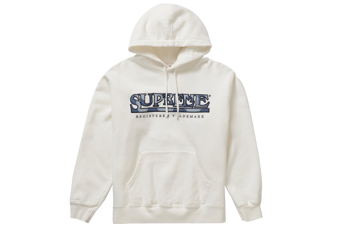 Pre-owned Supreme Denim Logo Hooded Sweatshirt White