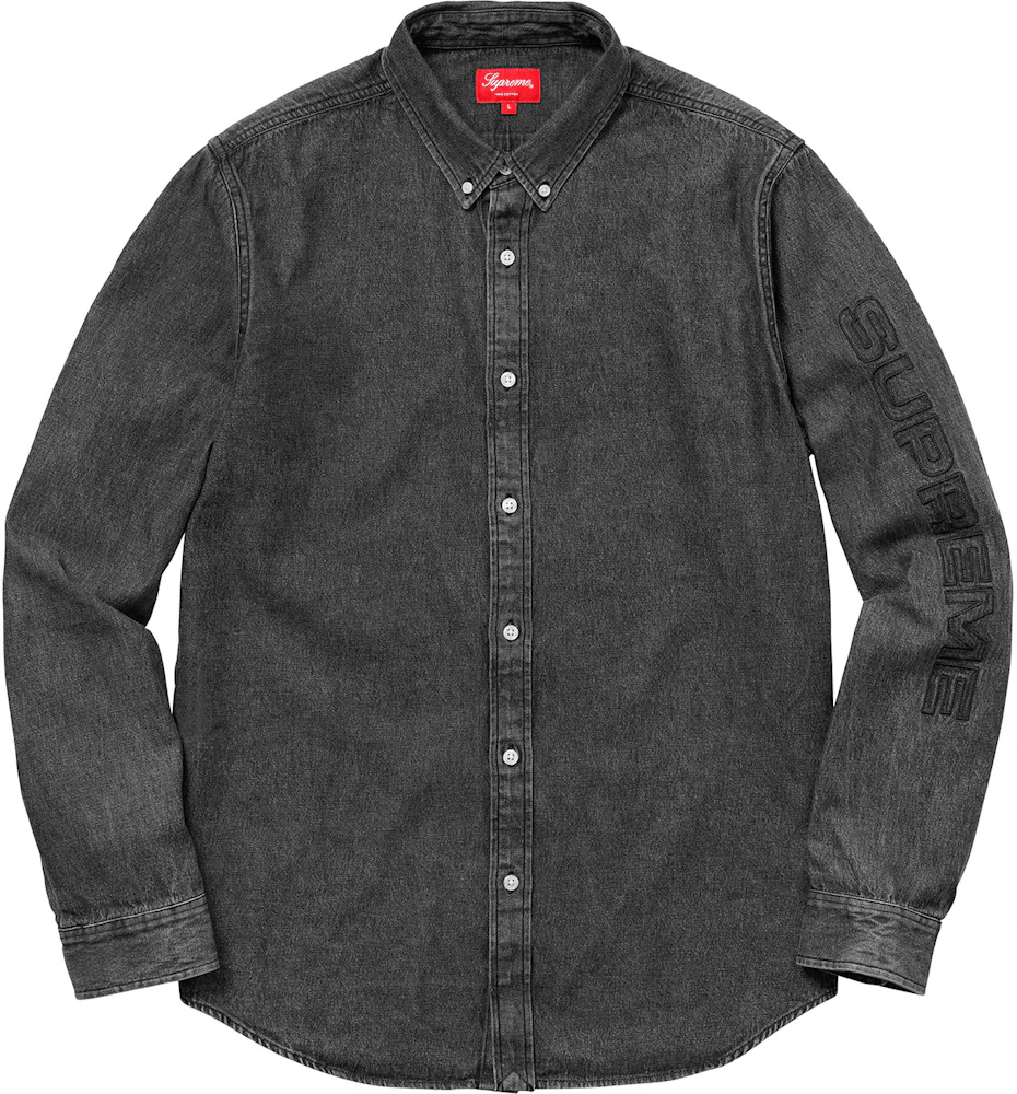 Kool Kiy Supreme Trademark Jacquard Men's Denim Shirt - 'Washed Black' Multi / S