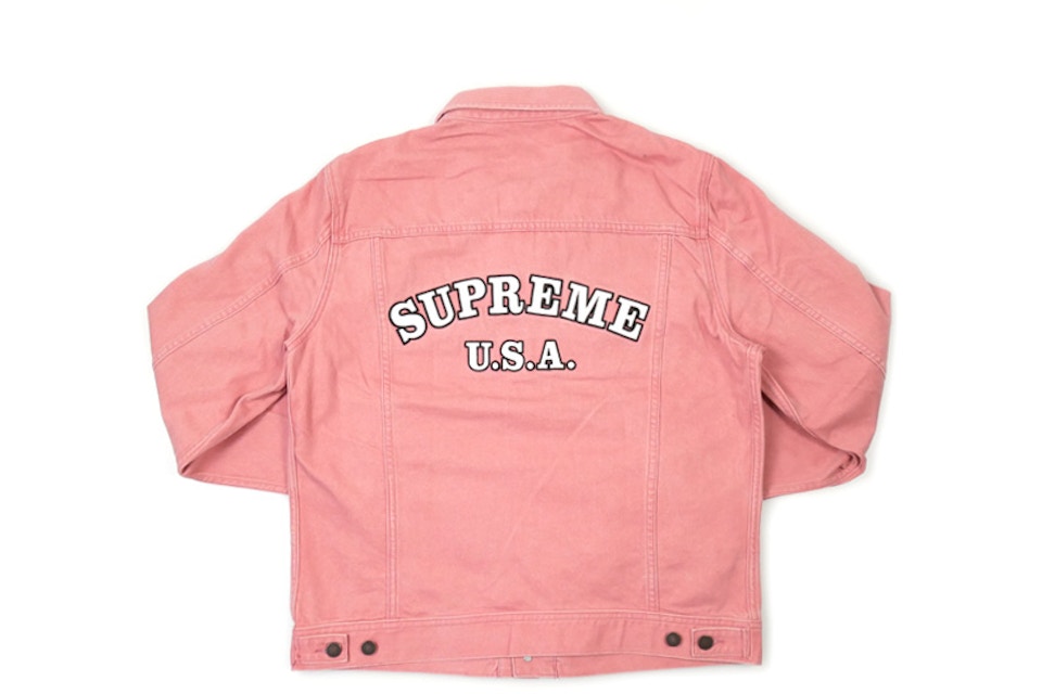 Supreme Denim Trucker Jacket Pink Ss16 Supreme Denim Trucker Jacket Pink Ss16