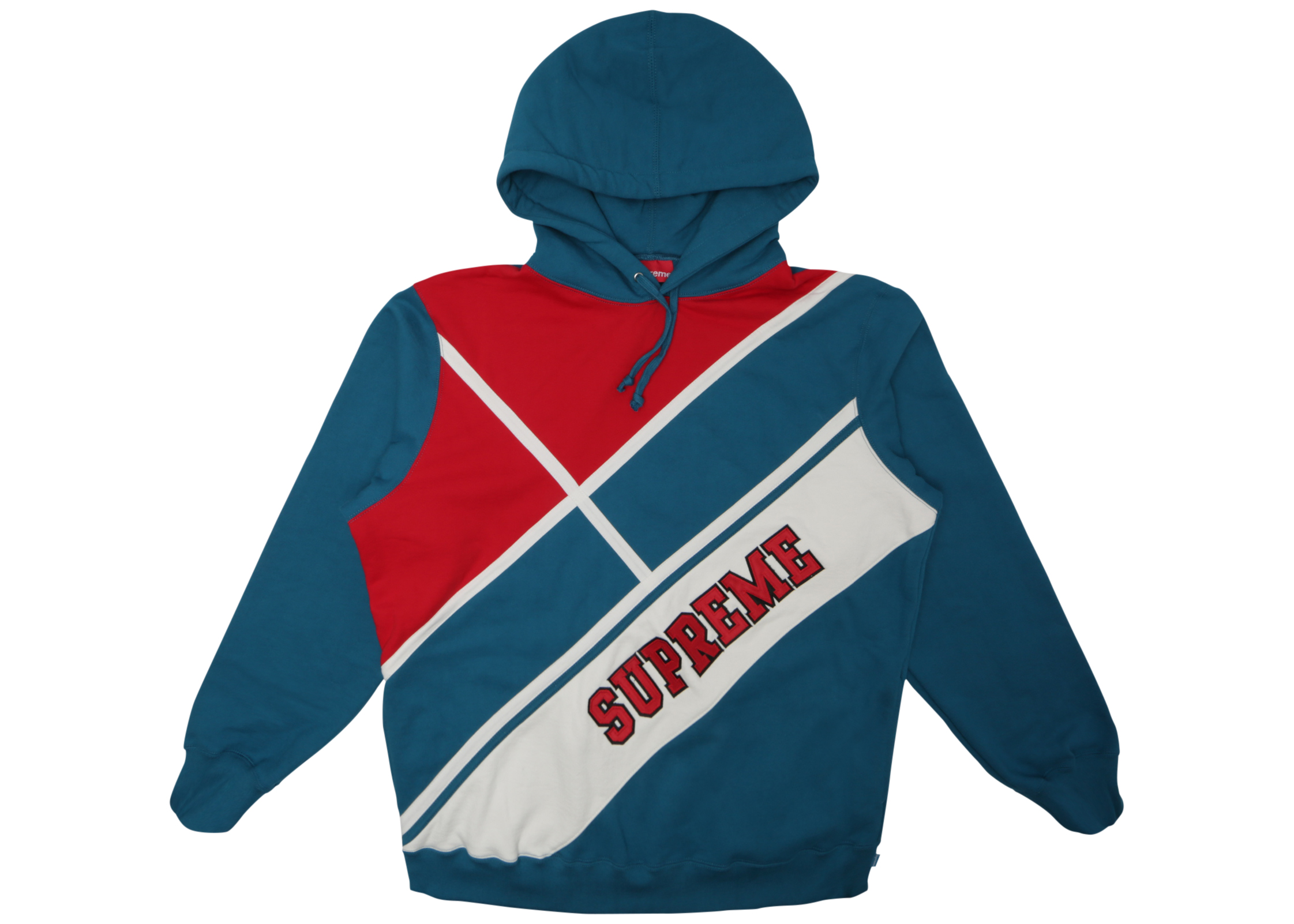 Supreme Diagonal Hooded Sweatshirt Dark Aqua Men's - SS18 - US