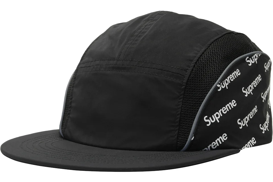 Supreme Diagonal Logo Side Panel Camp Cap Black
