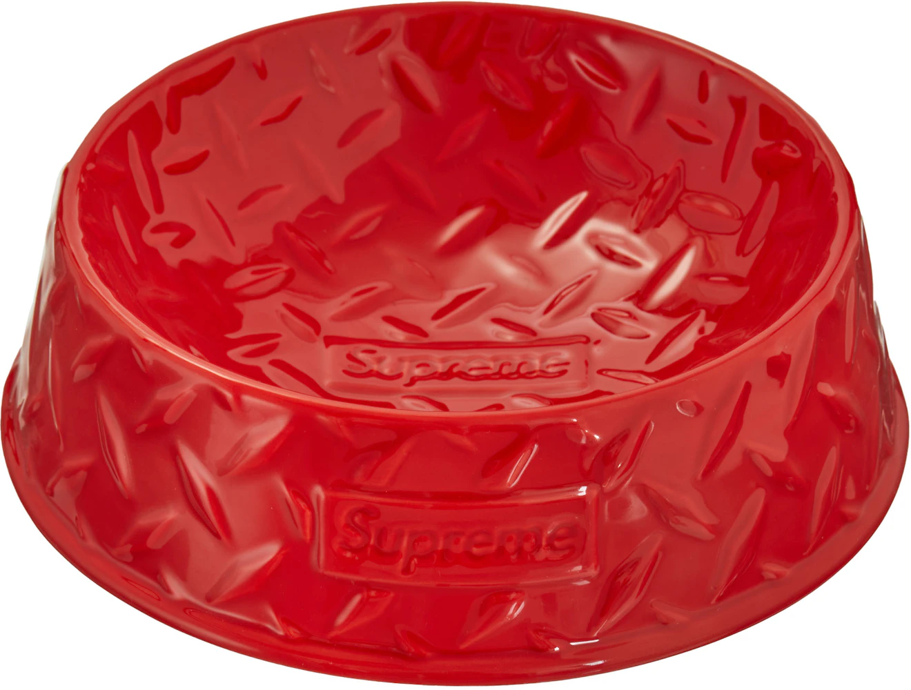 Supreme Diamond Plate Dog Bowl Red - SS23 - US