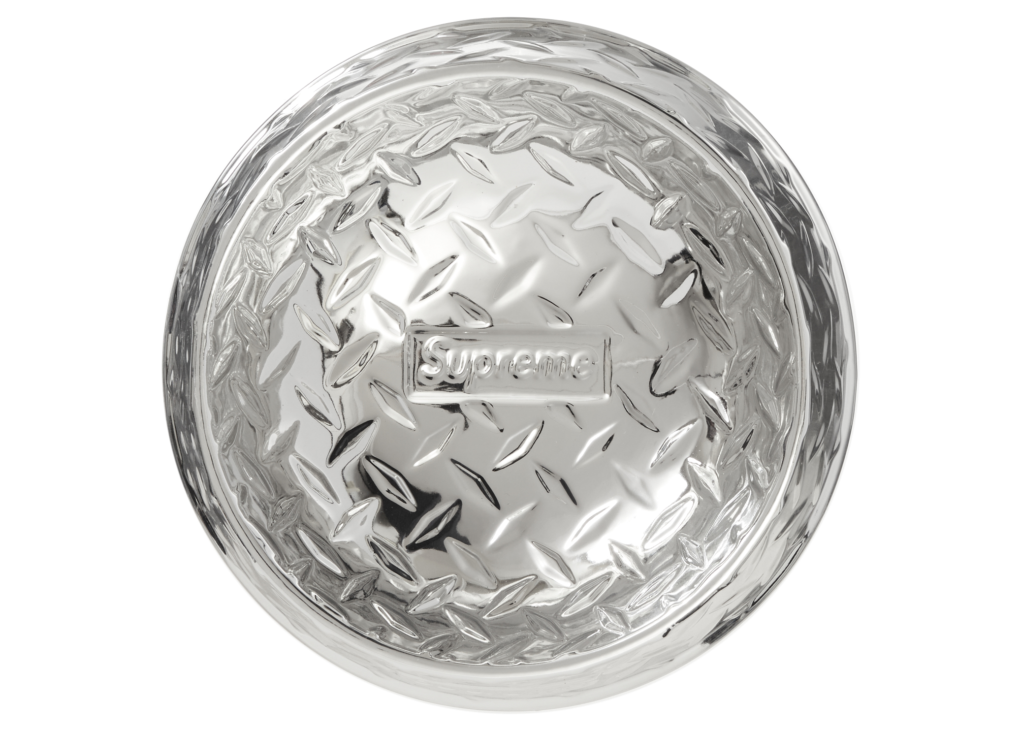 Supreme Diamond Plate Dog Bowl Silver - SS23 - US