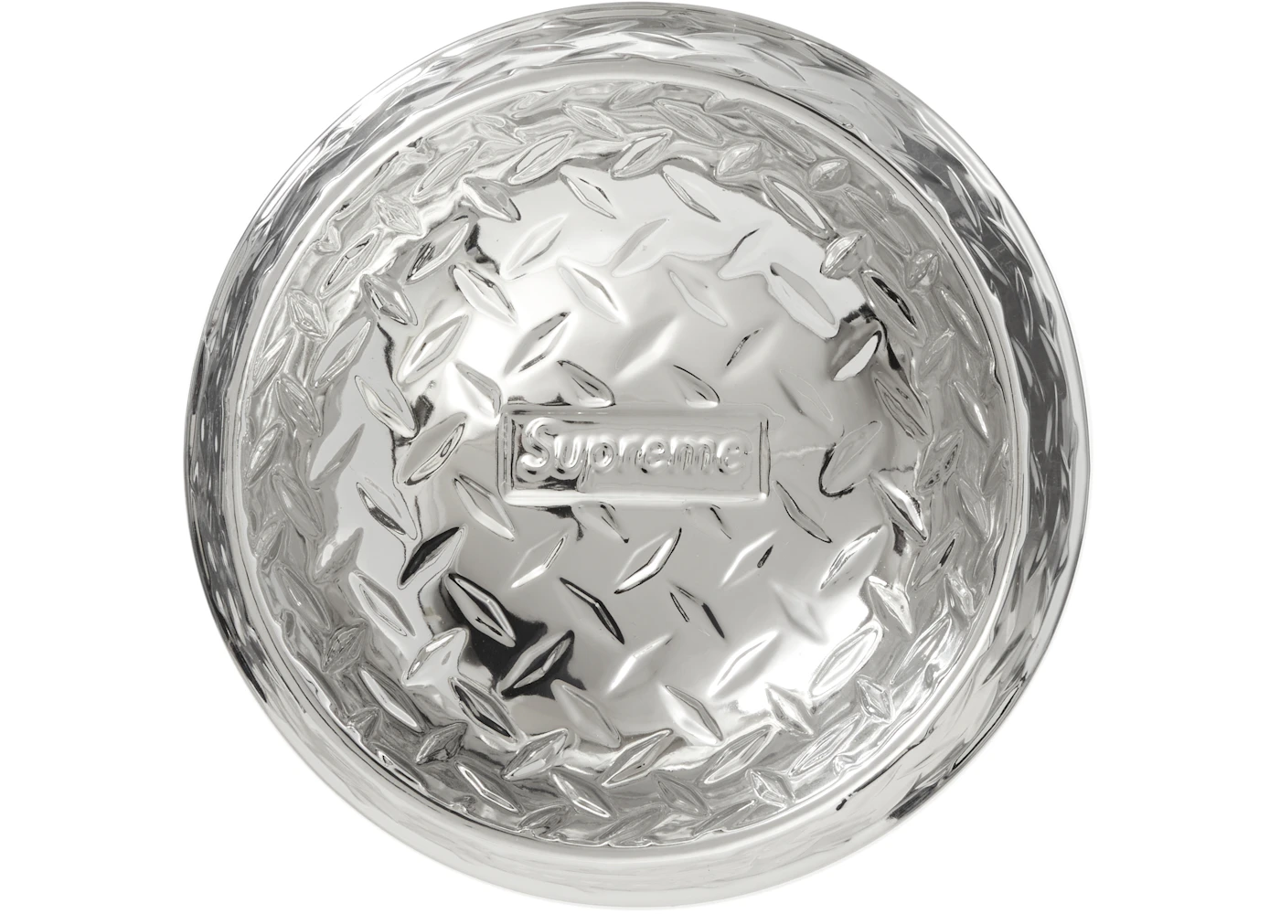 Supreme Diamond Plate Dog Bowl Silver SS23 US supreme-diamond-plate-dog-bowl-silver-ss23-us
