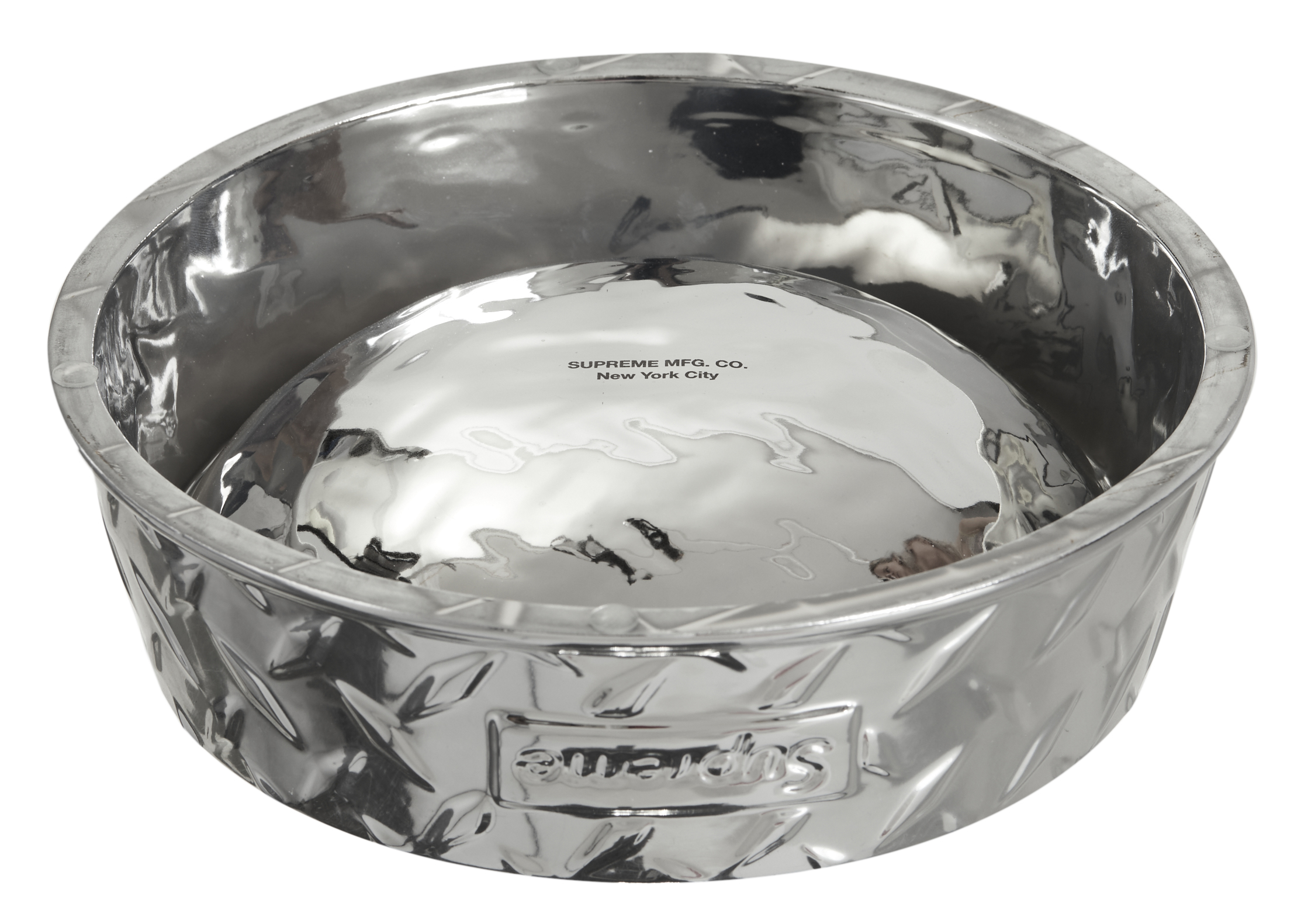 Supreme Diamond Plate Dog Bowl Silver - SS23 - US