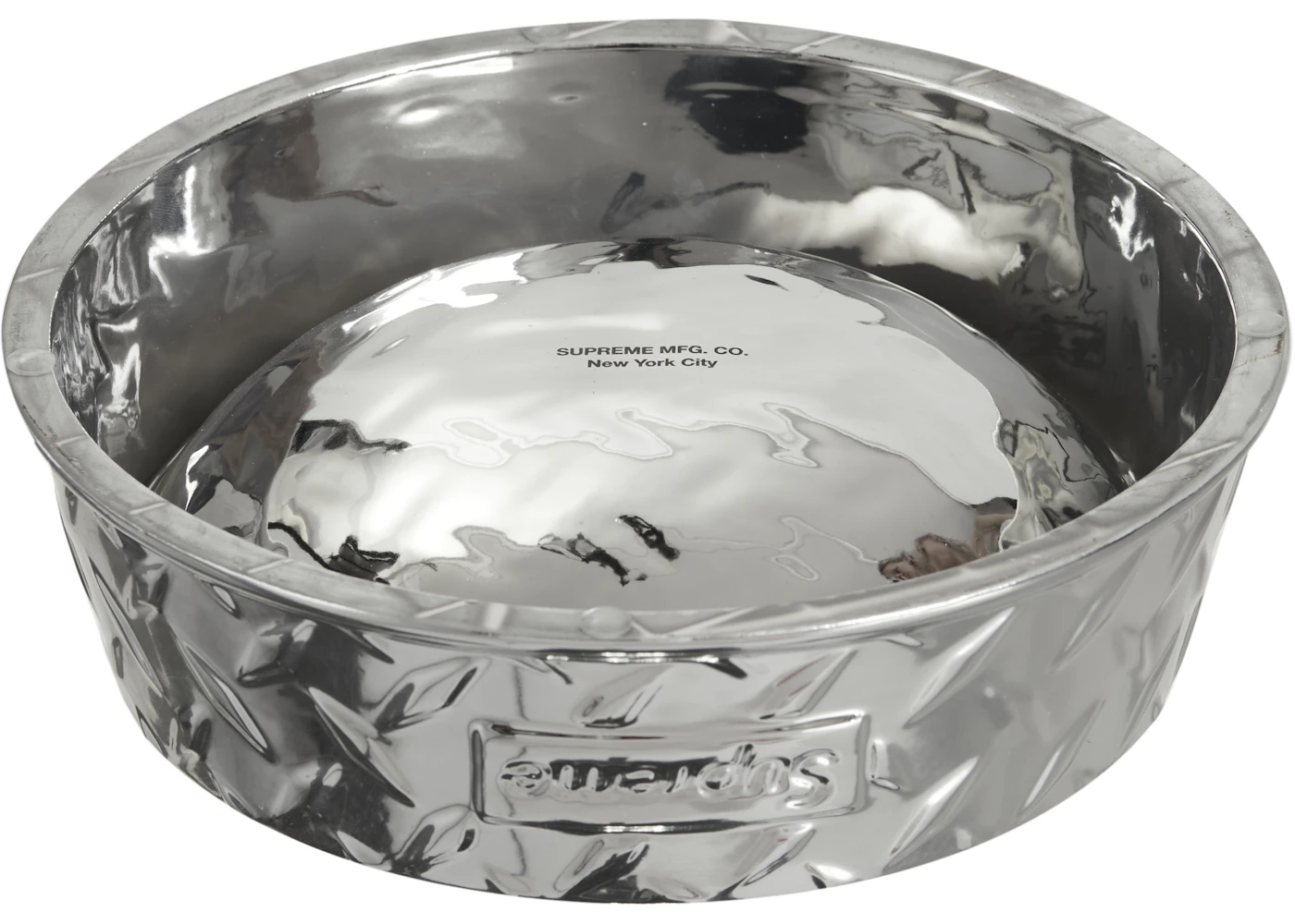 Supreme Diamond Plate Dog Bowl Silver SS23 US supreme-diamond-plate-dog-bowl-silver-ss23-us