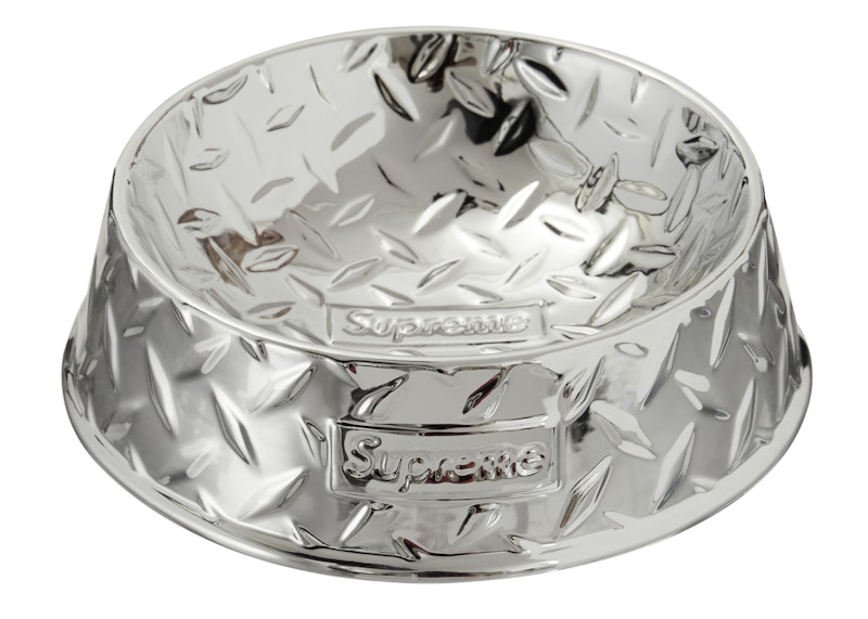 Supreme Diamond Plate Dog Bowl Silver - SS23 - US