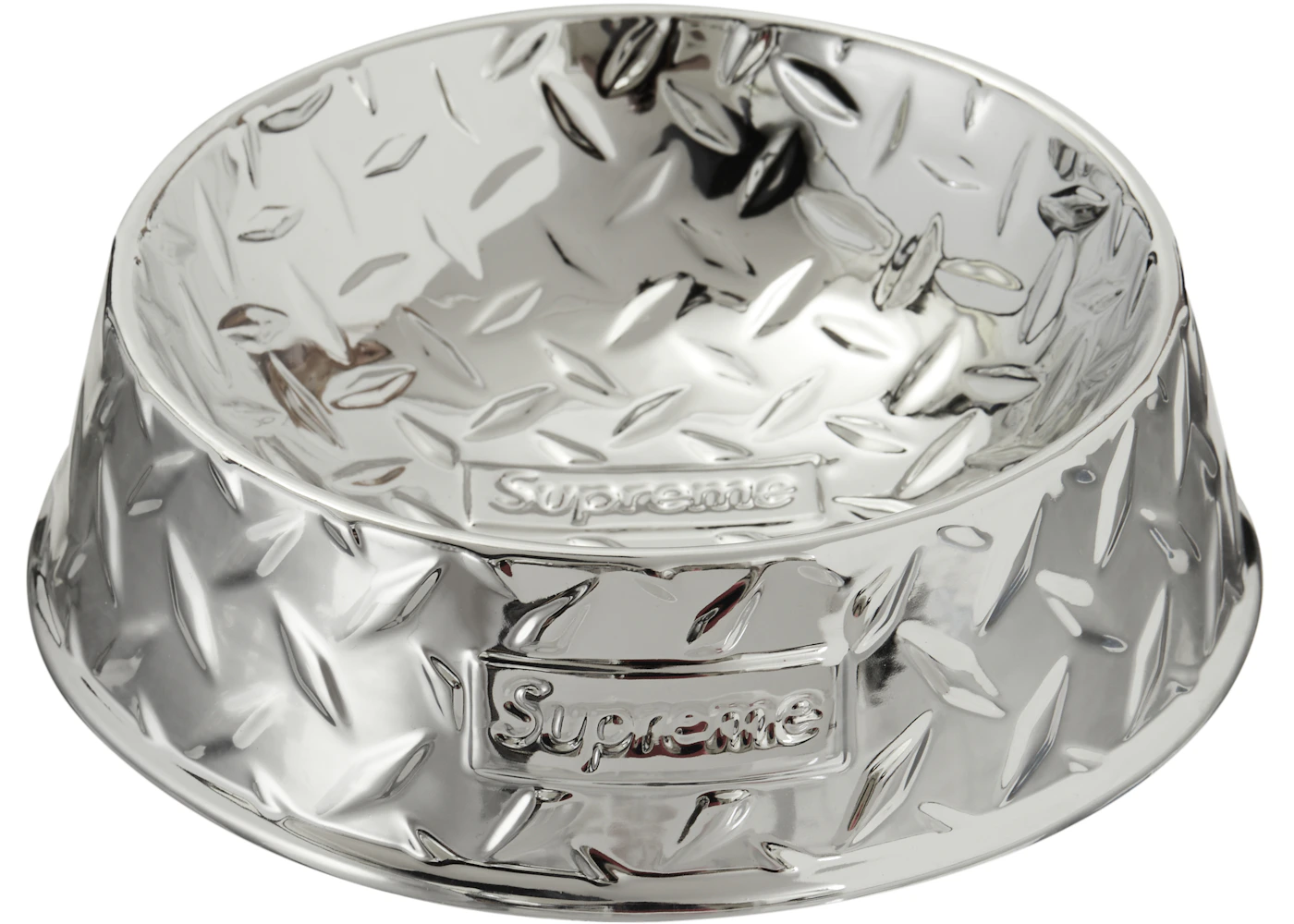 Supreme Diamond Plate Dog Bowl Silver SS23 US supreme-diamond-plate-dog-bowl-silver-ss23-us