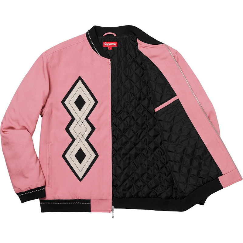 Supreme Diamond Rayon Bomber Dusty Pink Men's - FW18 - US