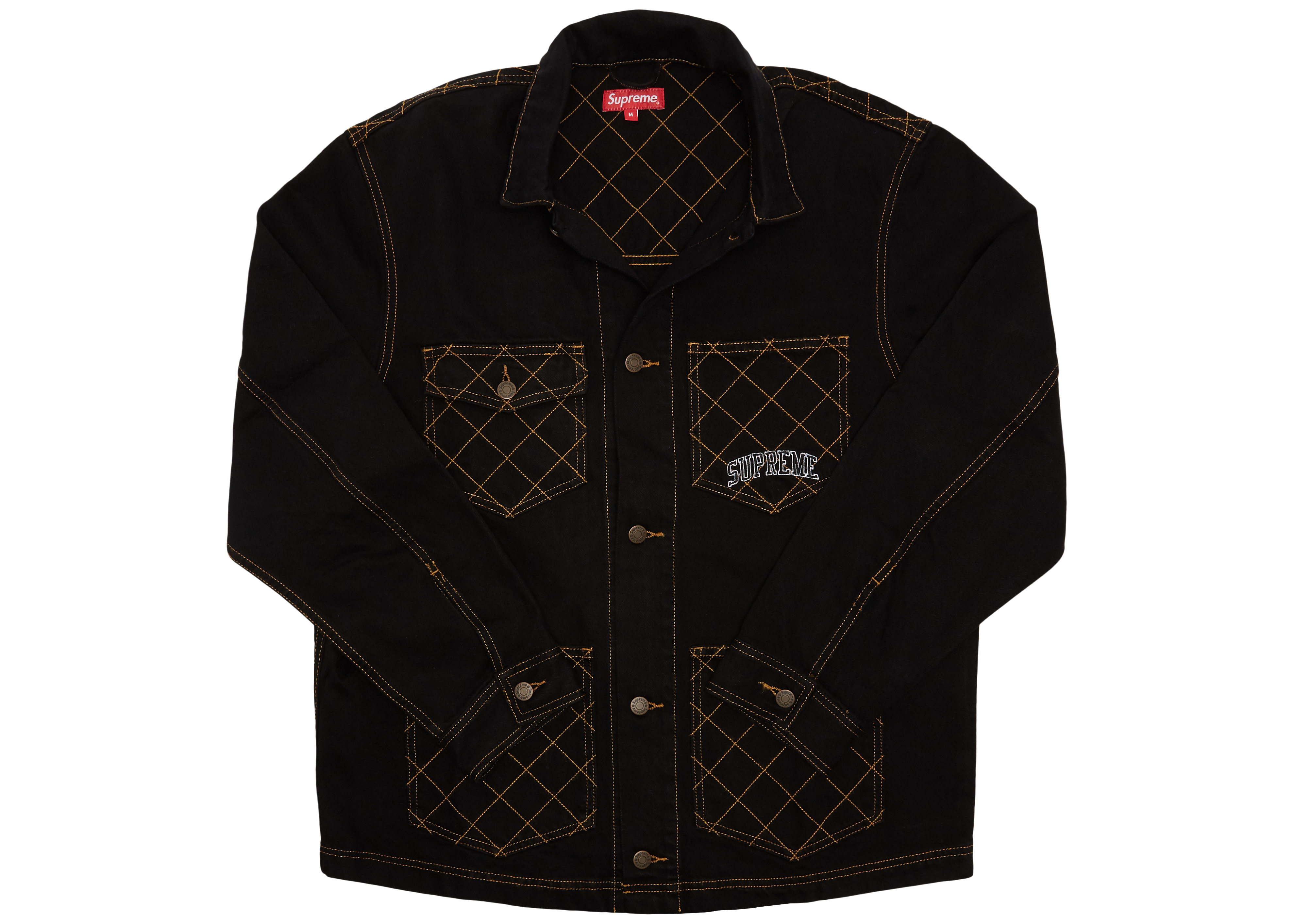 Supreme Diamond Stitch Denim Chore Coat Black メンズ - FW18 - JP