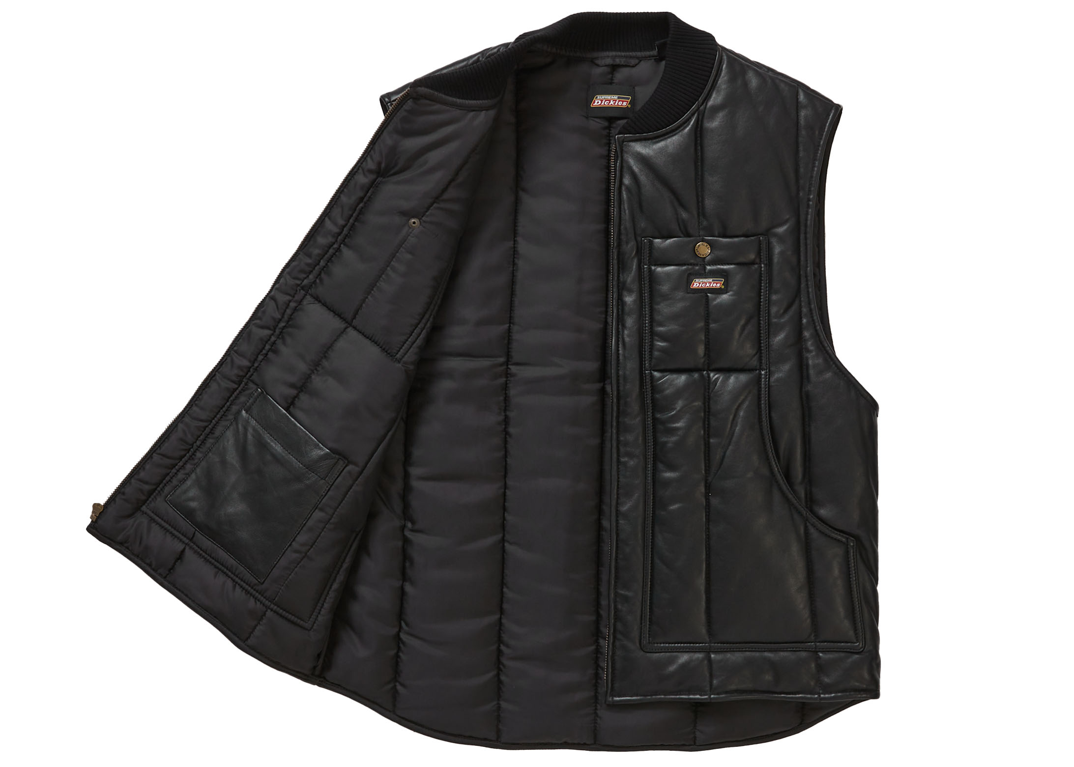 Supreme Dickies Leather Work Vest Black